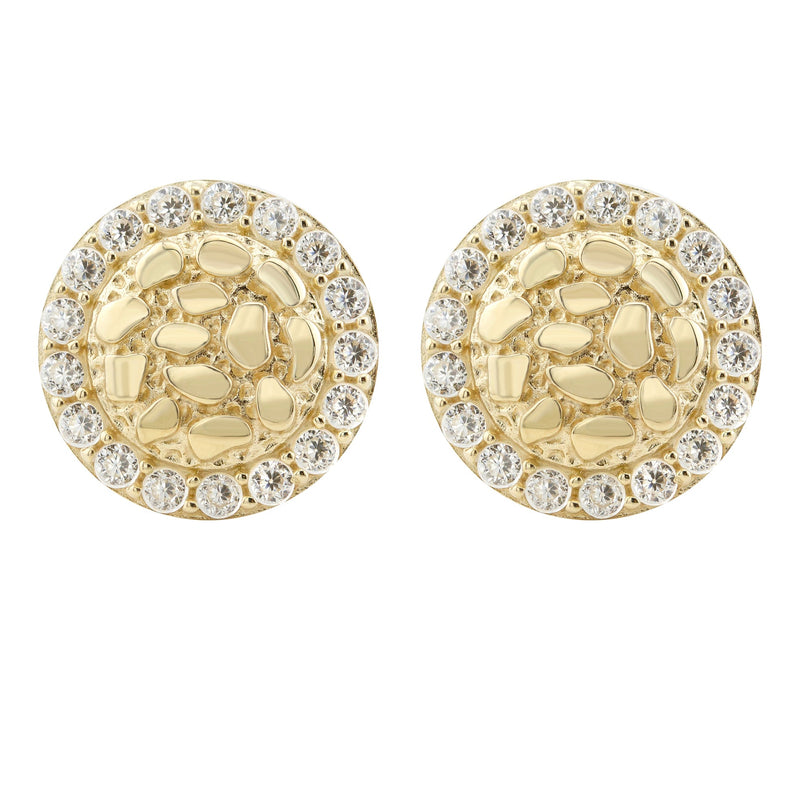 10K Gold Round Nugget Earrings | Appx 0.4 Inches Wide | Style #5