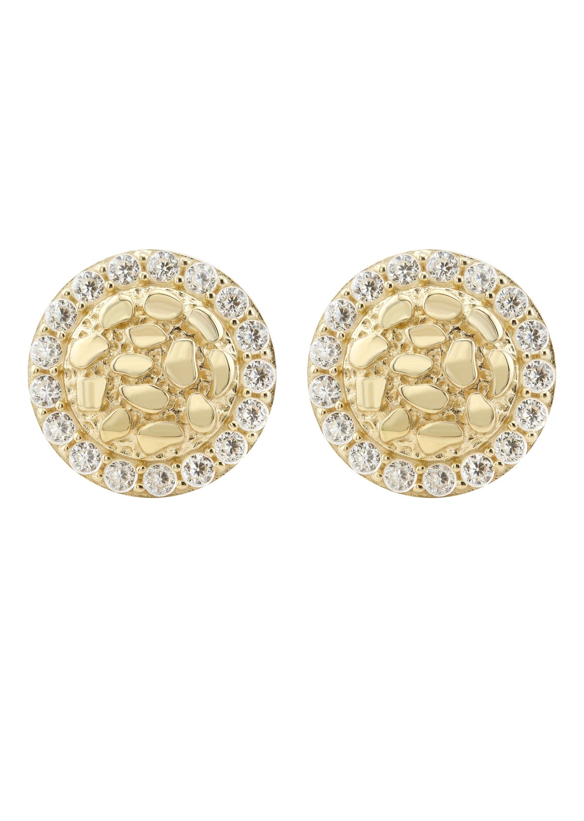 10K Gold Round Nugget Earrings | Appx 0.4 Inches Wide | Style #5