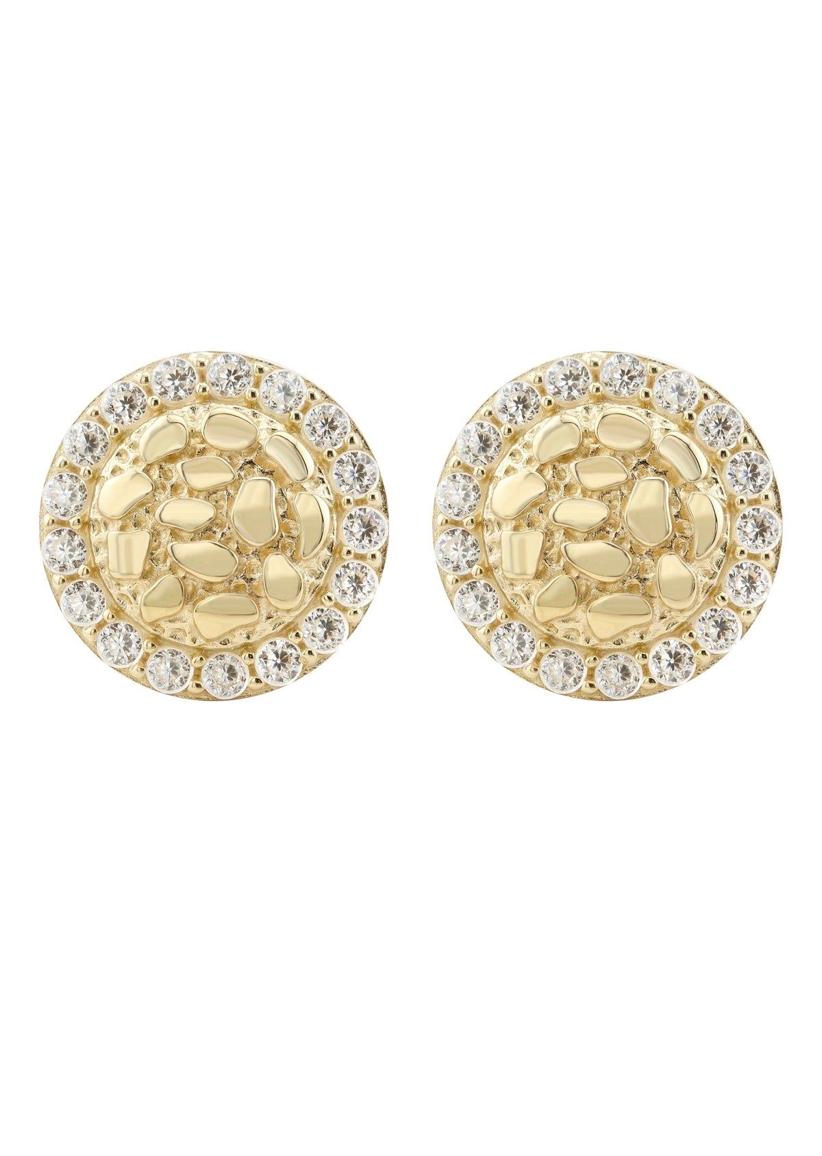 10K Gold Round Nugget Earrings | Appx 0.4 Inches Wide | Style #5