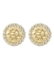 10K Gold Round Nugget Earrings | Appx 0.4 Inches Wide | Style #5