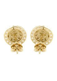 10K Gold Round Nugget Earrings | Appx 0.4 Inches Wide | Style #5