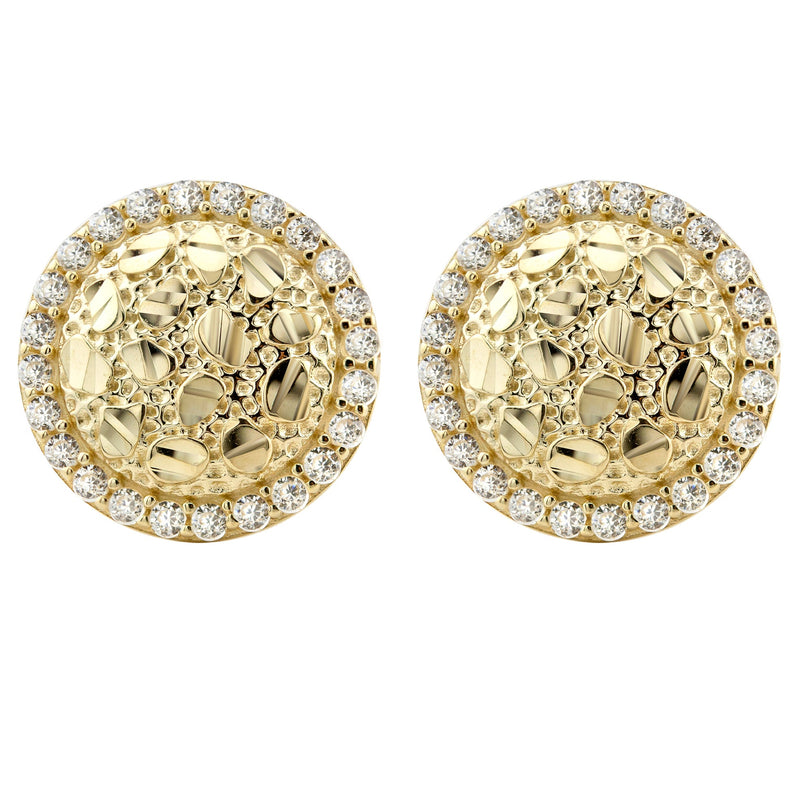 10K Gold Round Nugget Earrings | Appx 0.5 Inches Wide | Style #1