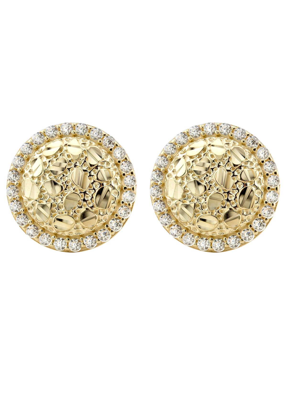 10K Gold Round Nugget Earrings | Appx 0.5 Inches Wide | Style #1