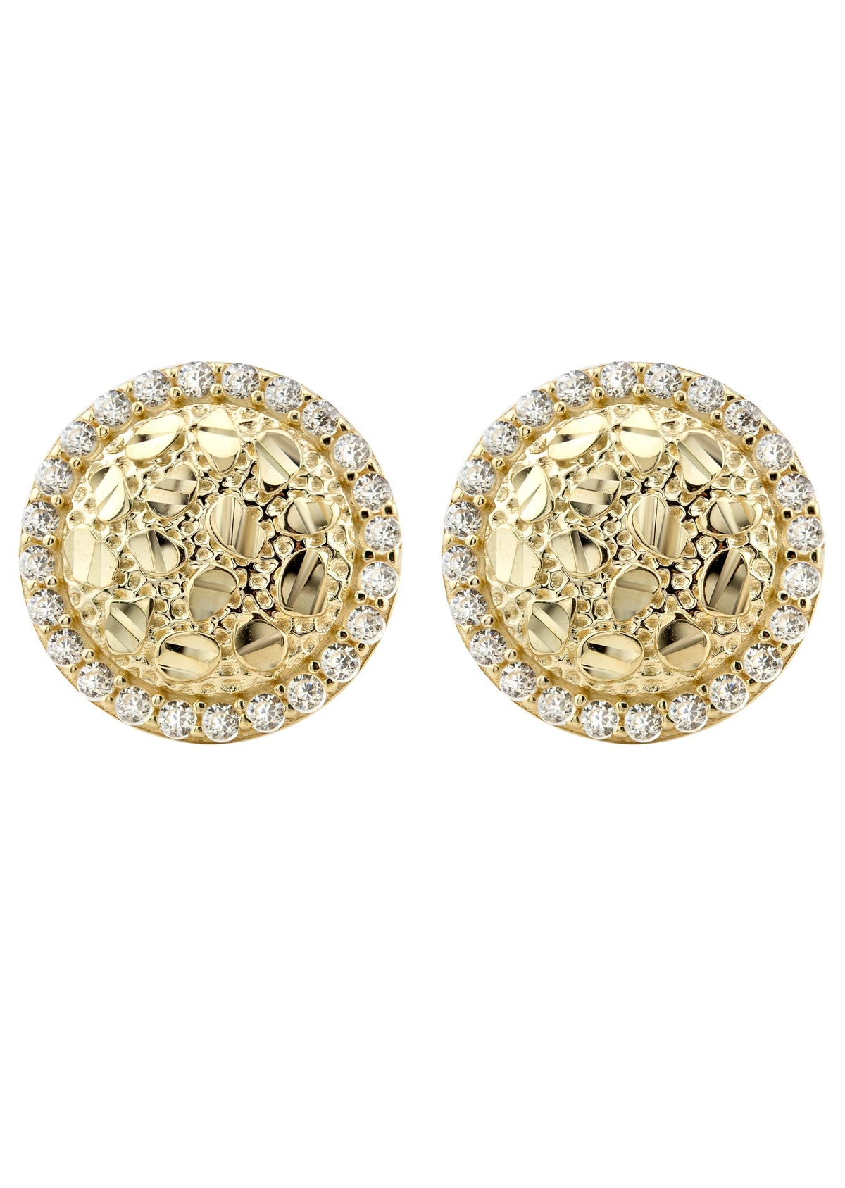 10K Gold Round Nugget Earrings | Appx 0.5 Inches Wide | Style #1