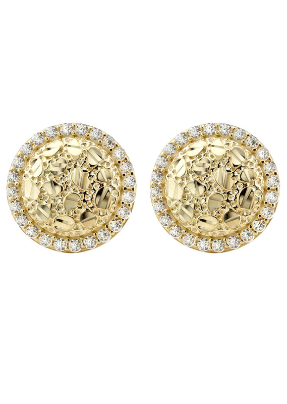 10K Gold Round Nugget Earrings | Appx 0.5 Inches Wide | Style #1