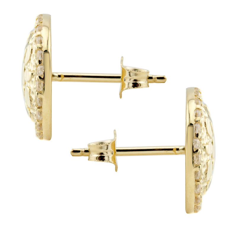 10K Gold Round Nugget Earrings | Appx 0.5 Inches Wide | Style #1