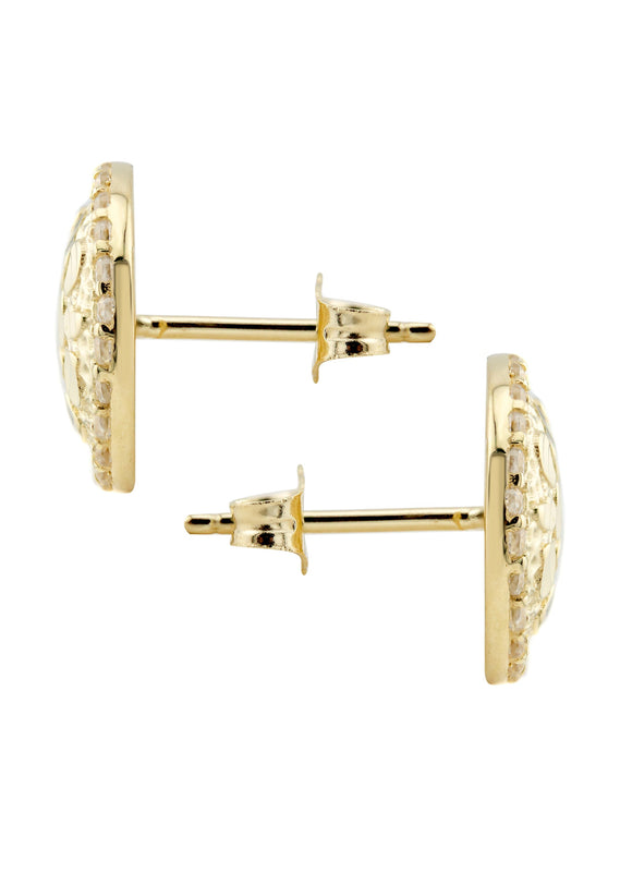 10K Gold Round Nugget Earrings | Appx 0.5 Inches Wide | Style #1