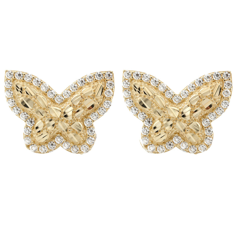 10K Gold Butterfly Nugget Earrings | Appx 0.6 Inches Wide | Style #125