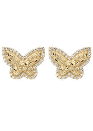10K Gold Butterfly Nugget Earrings | Appx 0.6 Inches Wide | Style #125