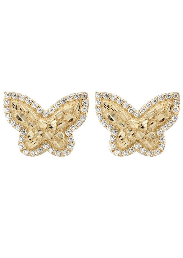 10K Gold Butterfly Nugget Earrings | Appx 0.6 Inches Wide | Style #125