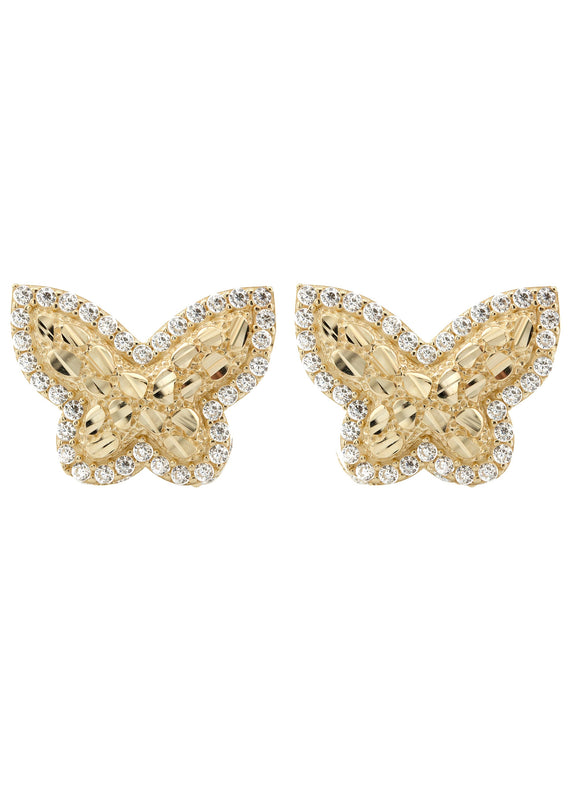 10K Gold Butterfly Nugget Earrings | Appx 0.6 Inches Wide | Style #125