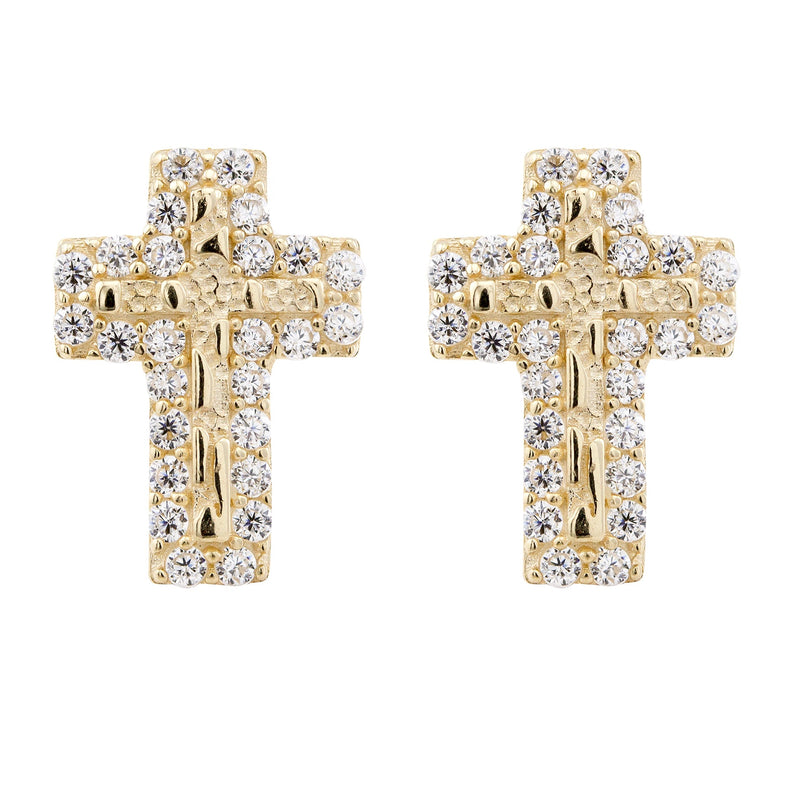 10K Gold Cross Nugget Earrings | Appx 0.3 Inches Wide | Style #121