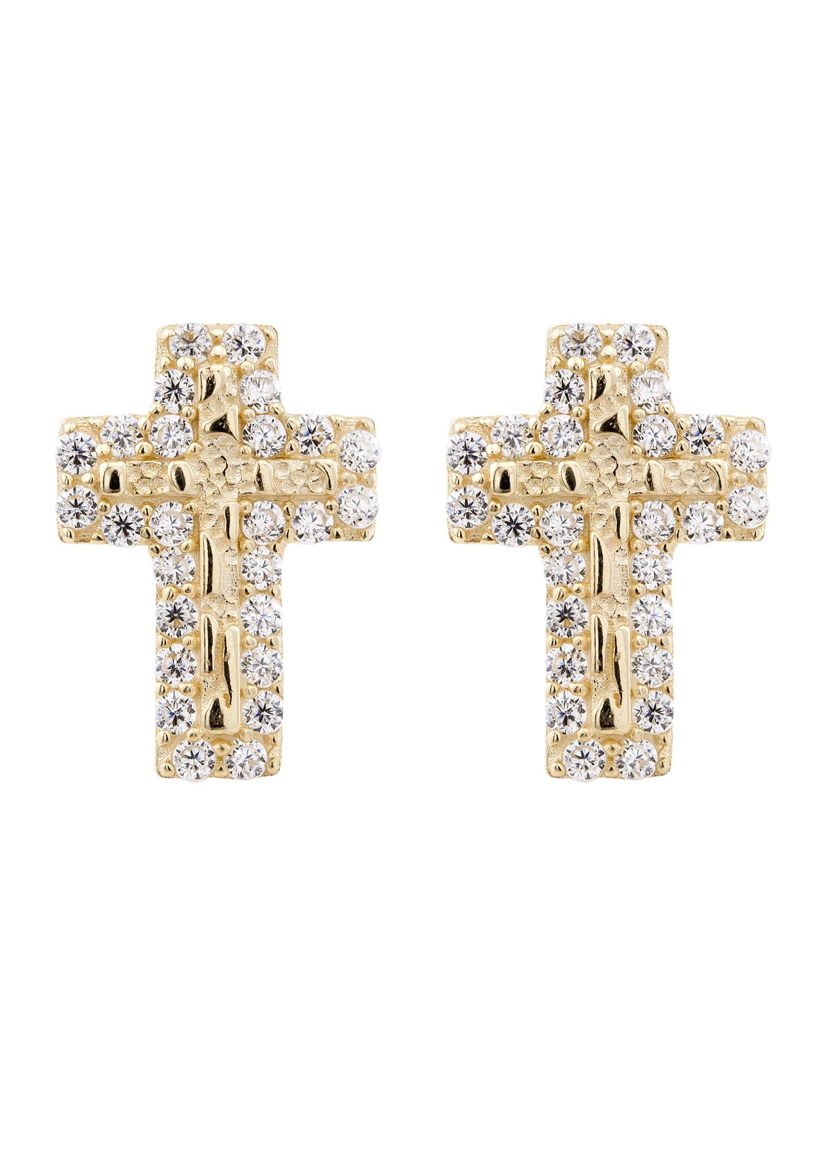 10K Gold Cross Nugget Earrings | Appx 0.3 Inches Wide | Style #121