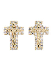 10K Gold Cross Nugget Earrings | Appx 0.3 Inches Wide | Style #121