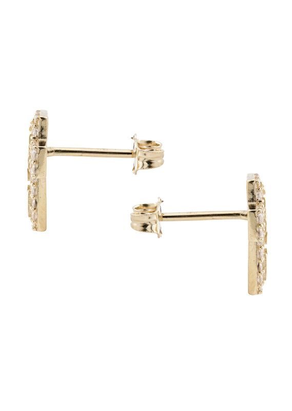 10K Gold Cross Nugget Earrings | Appx 0.3 Inches Wide | Style #121