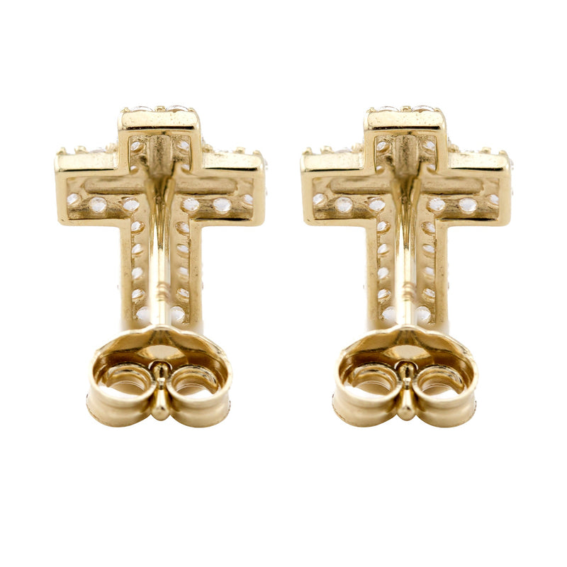 10K Gold Cross Nugget Earrings | Appx 0.3 Inches Wide | Style #121