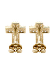 10K Gold Cross Nugget Earrings | Appx 0.3 Inches Wide | Style #121