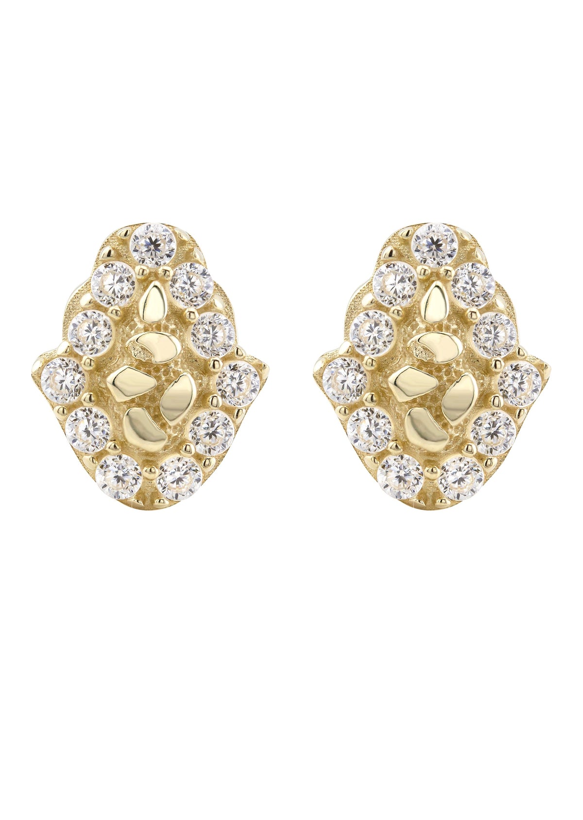 10K Gold Hamsa Nugget Earrings | Appx 0.3 Inches Wide | Style #117