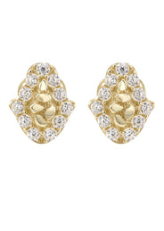 10K Gold Hamsa Nugget Earrings | Appx 0.3 Inches Wide | Style #117