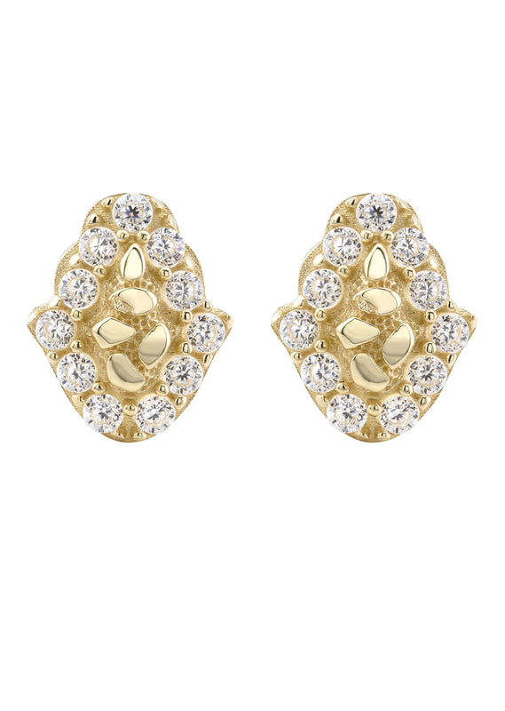 10K Gold Hamsa Nugget Earrings | Appx 0.3 Inches Wide | Style #117