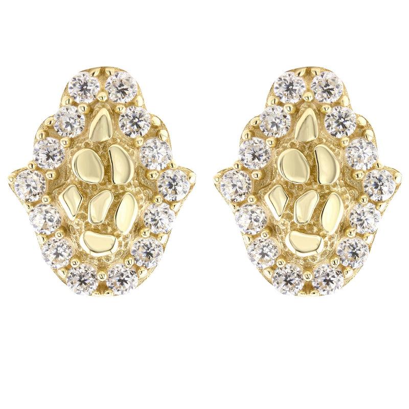 10K Gold Hamsa Nugget Earrings | Appx 0.3 Inches Wide | Style #113
