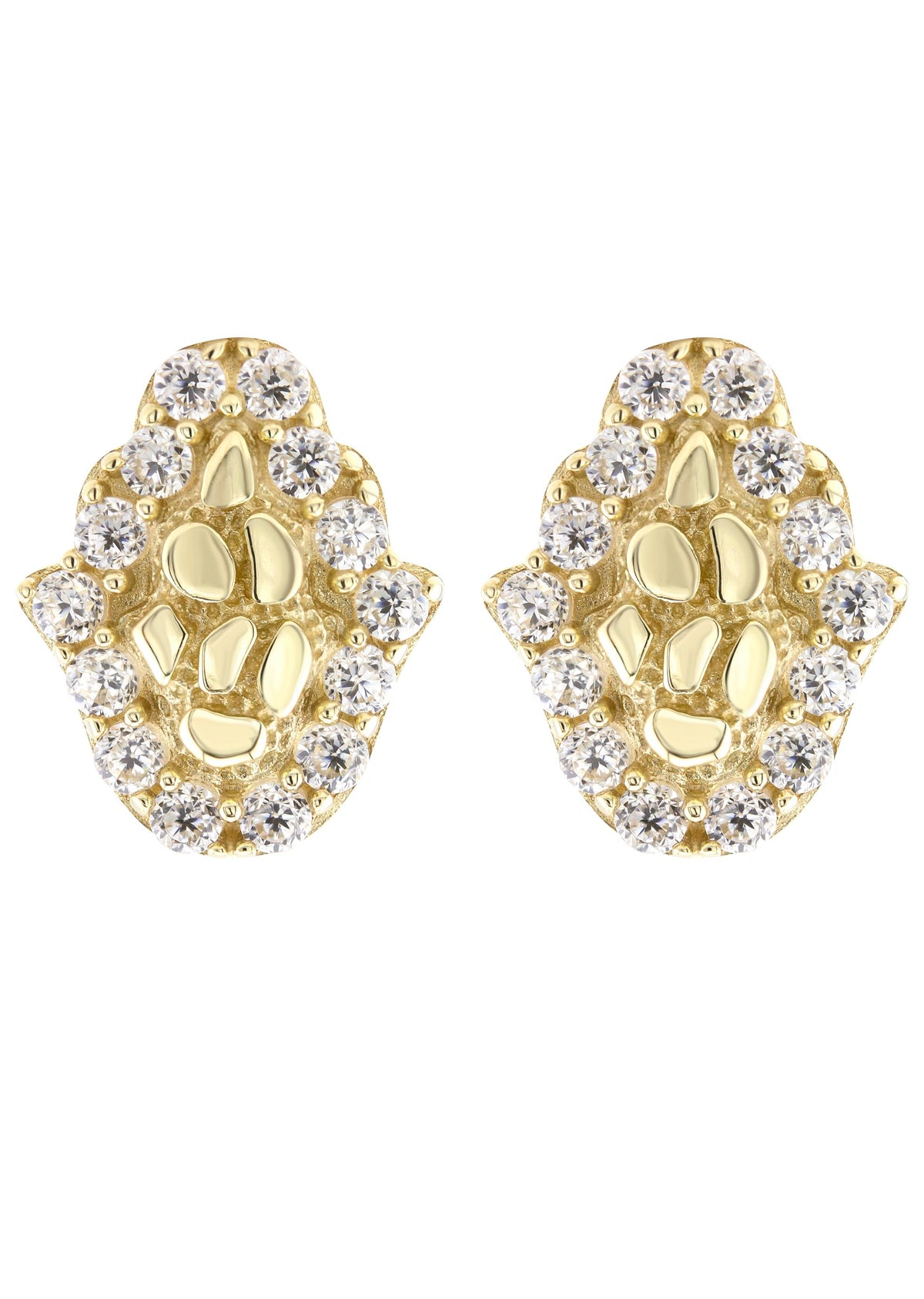 10K Gold Hamsa Nugget Earrings | Appx 0.3 Inches Wide | Style #113