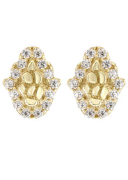 10K Gold Hamsa Nugget Earrings | Appx 0.3 Inches Wide | Style #113