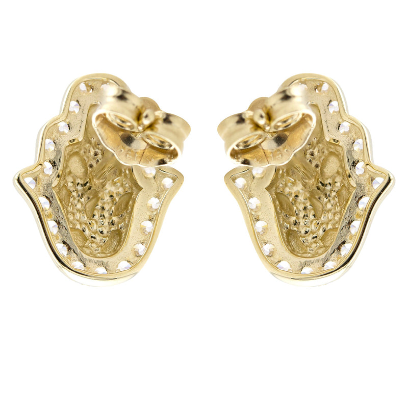 10K Gold Hamsa Nugget Earrings | Appx 0.4 Inches Wide | Style #109