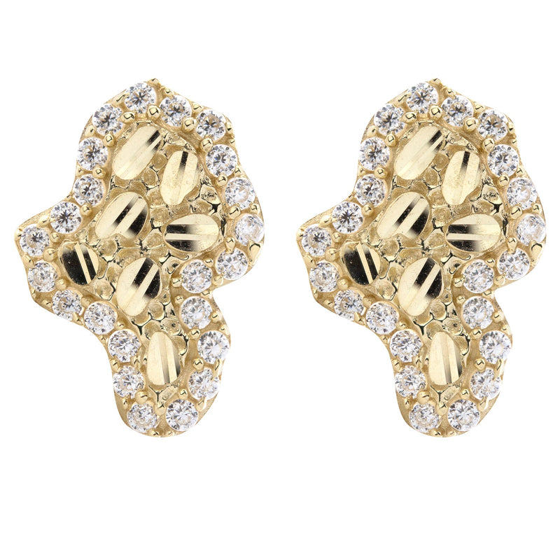 10K Gold Nugget Earrings | Appx 0.4 Inches Wide | Style #101
