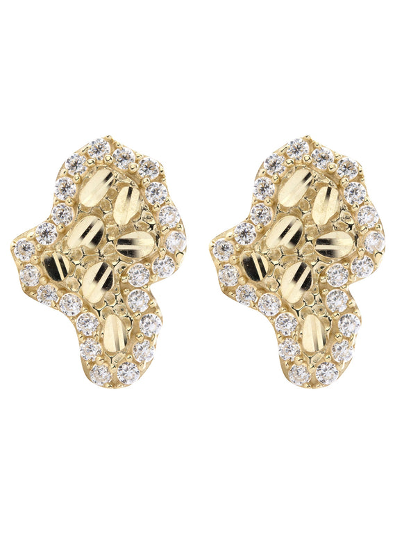 10K Gold Nugget Earrings | Appx 0.4 Inches Wide | Style #101