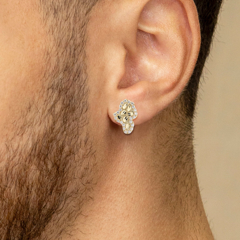 10K Gold Nugget Earrings | Appx 0.4 Inches Wide | Style #101
