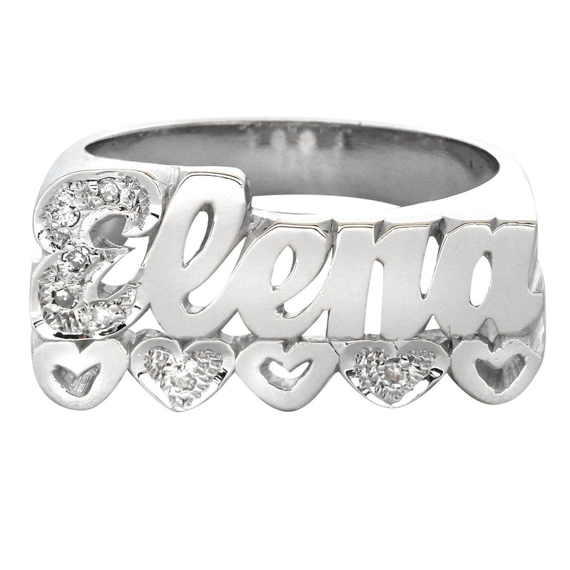 14K White Gold Diamond Gold Name Ring | Appx. 5 Grams