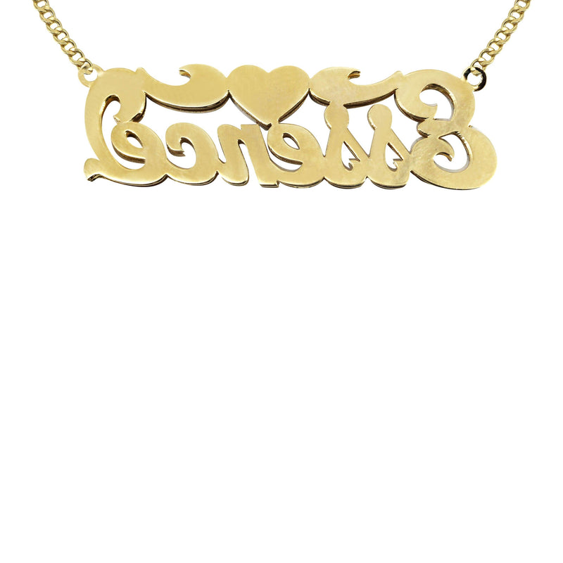 14K Gold  Two Tone Diamond Cut Name Plate Necklace | Style #57