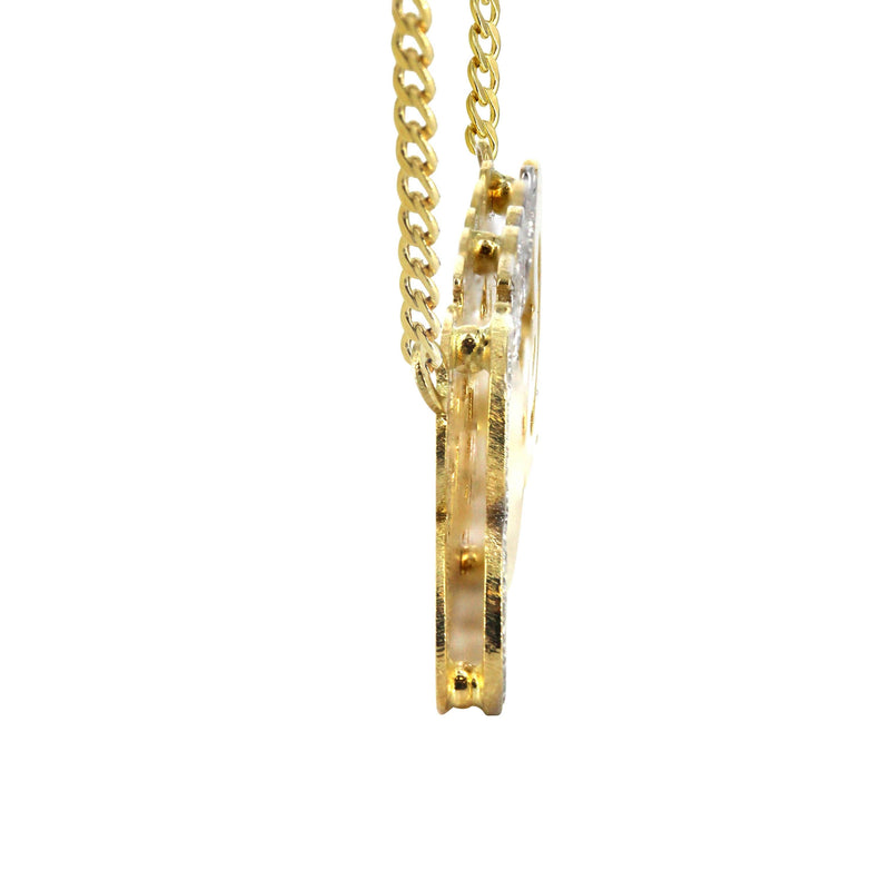 14K Gold  Two Tone Diamond Cut Name Plate Necklace | Style #57