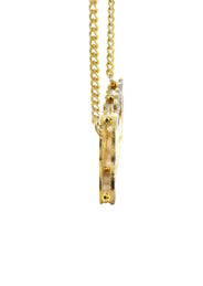 14K Gold  Two Tone Diamond Cut Name Plate Necklace | Style #57