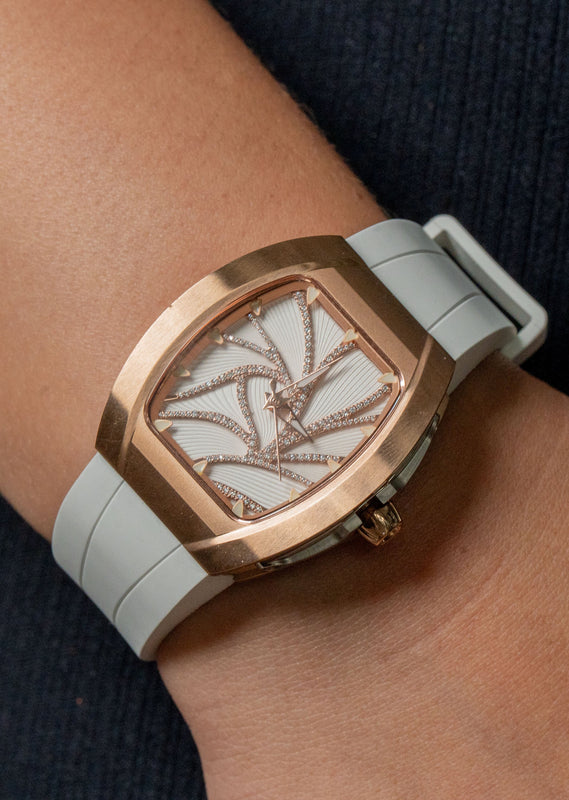 Frost NYC Evolution Women's Watch - Automatic Skeleton Leaves Steel | WFRST-01-LD-R WHITE BAND | Pre - Sale