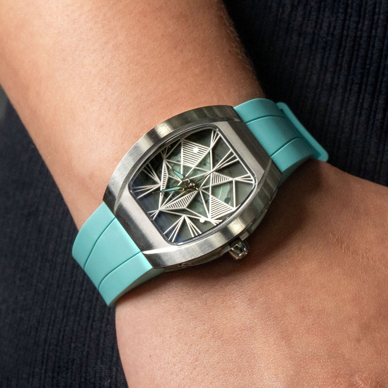 Frost NYC Evolution Women's Watch - Automatic Skeleton Steel Caged Heart | WFRST-01-H-S Turquoise Band | Pre - Sale