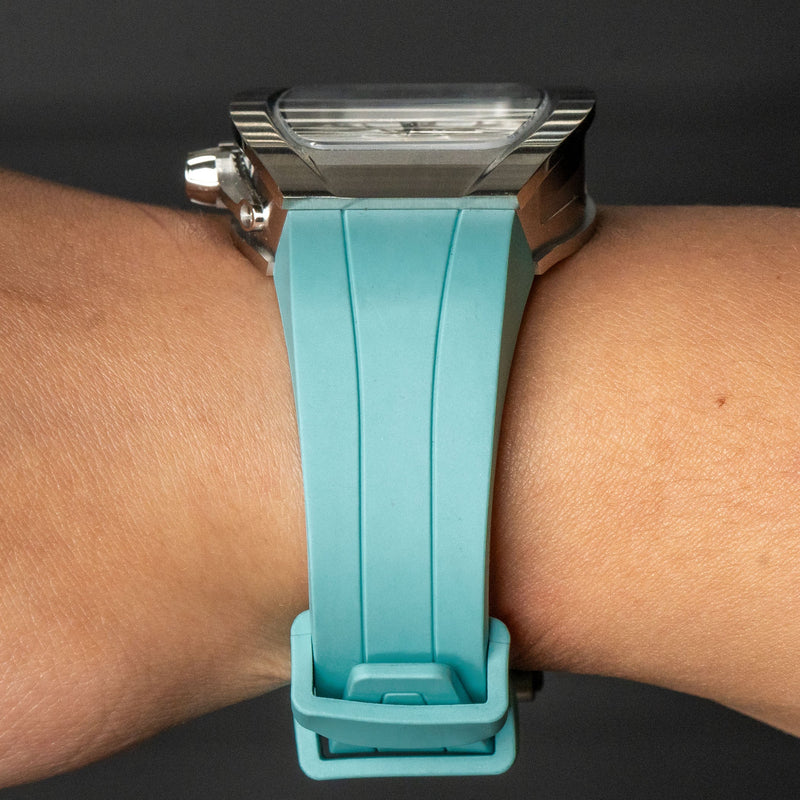 Frost NYC Evolution Women's Watch - Automatic Skeleton Steel Caged Heart | WFRST-01-H-S Turquoise Band | Pre - Sale