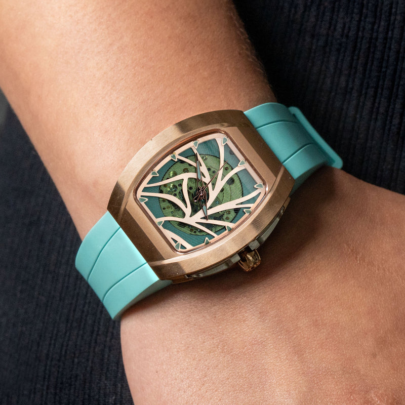 Frost NYC Womens Watch - Automatic Skeleton Rose Gold | WFRST-01-L-R Turquoise Band | Pre - Sale
