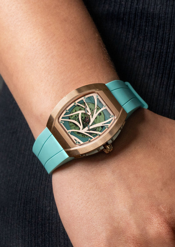 Frost NYC Womens Watch - Automatic Skeleton Rose Gold | WFRST-01-L-R Turquoise Band | Pre - Sale