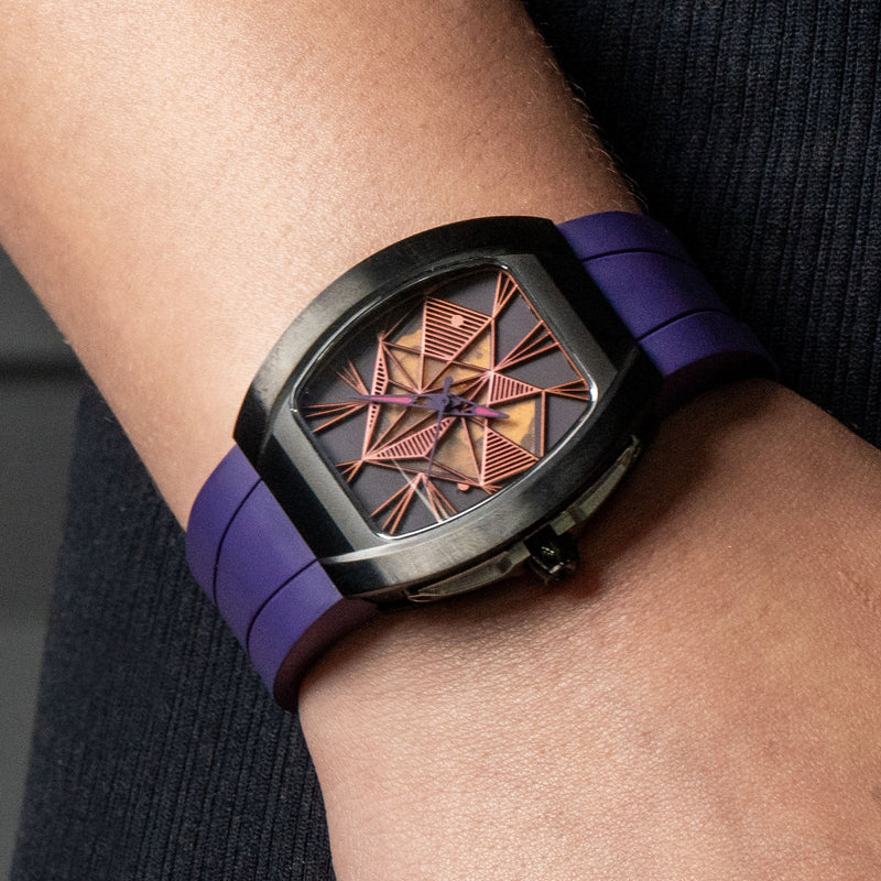 Frost NYC Evolution Women's Watch - Automatic Skeleton Steel Caged Heart | WFRST-01-H-B Purple Band | Pre - Sale