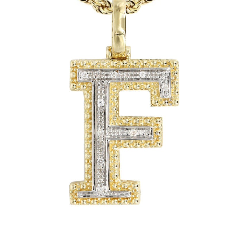 Diamond 10K Yellow Gold Letter "F" Necklace | Appx. 13.6 Grams