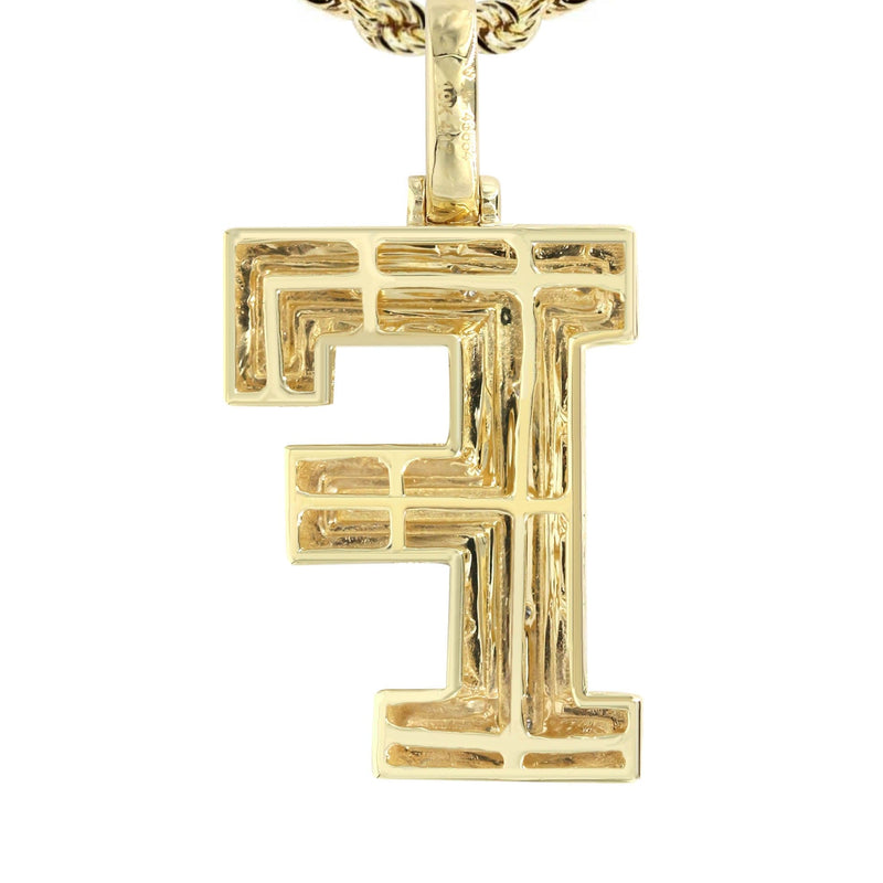 Diamond 10K Yellow Gold Letter "F" Necklace | Appx. 13.6 Grams