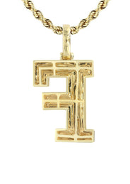 Diamond 10K Yellow Gold Letter "F" Necklace | Appx. 13.6 Grams