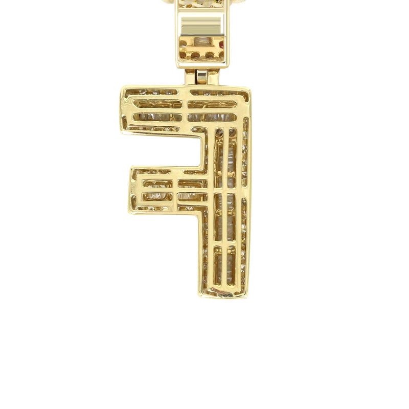 14K Yellow Gold Letter "F" Baguette Diamond Necklace | 1.82 Carats