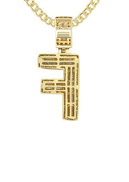 14K Yellow Gold Letter "F" Baguette Diamond Necklace | 1.82 Carats