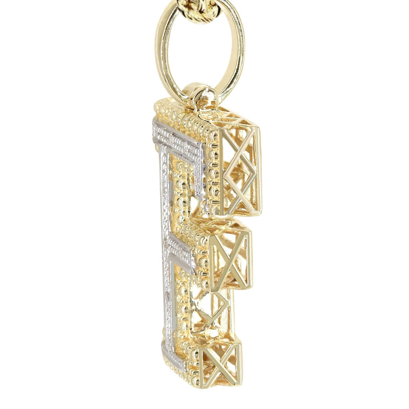 Diamond 10K Yellow Gold Letter "F" Necklace | Appx. 13.6 Grams