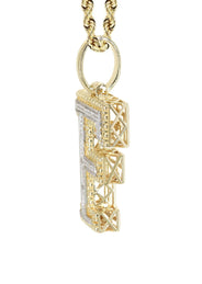 Diamond 10K Yellow Gold Letter "F" Necklace | Appx. 13.6 Grams