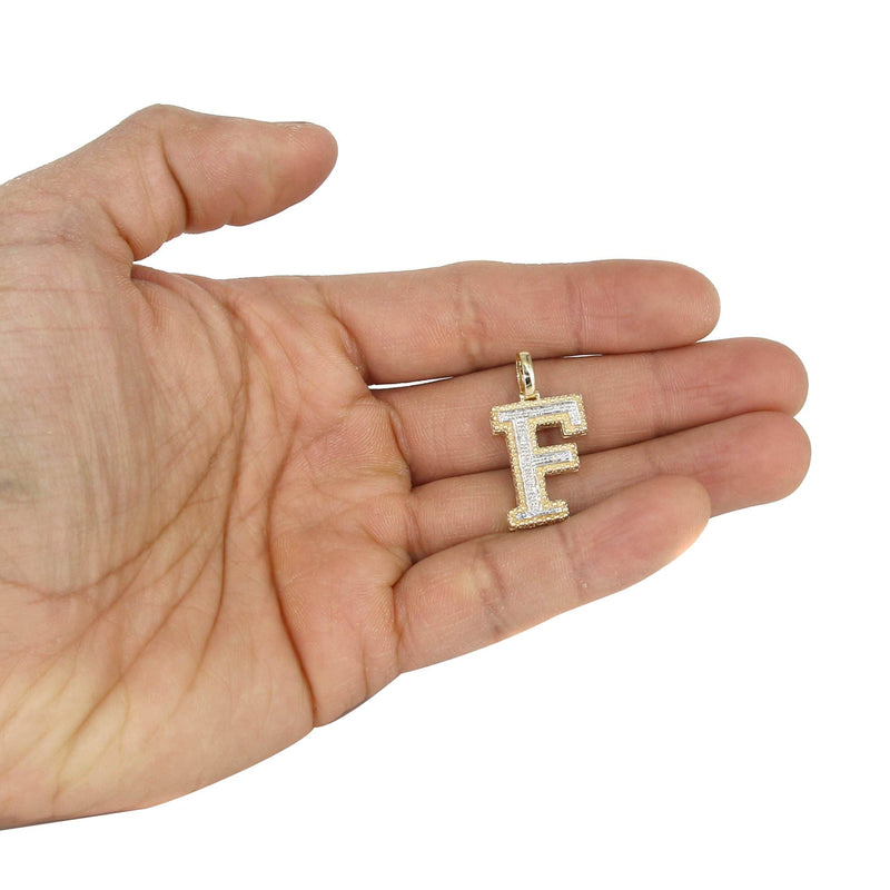 Diamond 10K Yellow Gold Letter "F" Necklace | Appx. 13.6 Grams