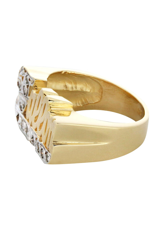 14K Diamond Two Tone Gold Name Ring | Appx. 6 Grams